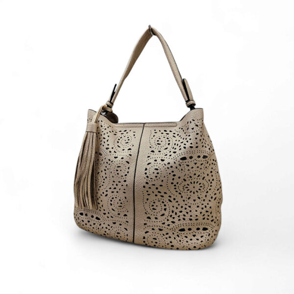 ženska bež zlatna torba perforacije