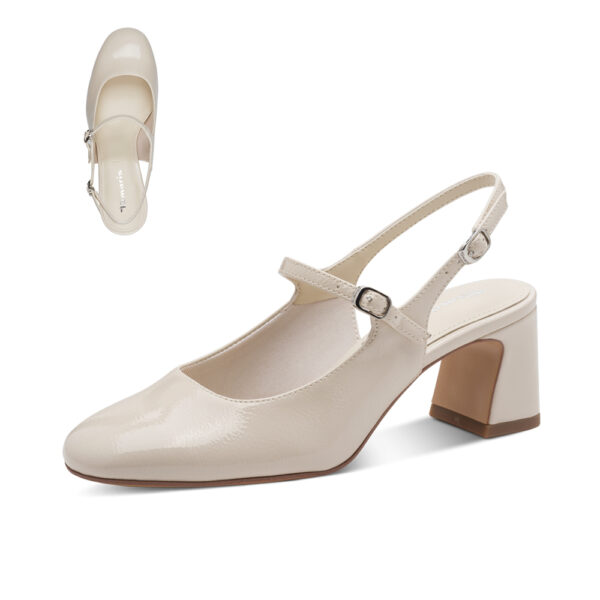 ženske bež lak sandale zatvoreni prsti