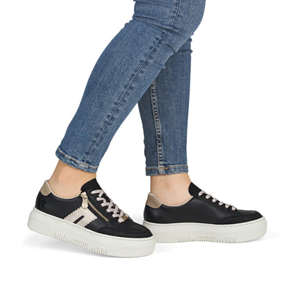 Rieker ženske crne tenisice s patentnim zatvaračem i vezanjem