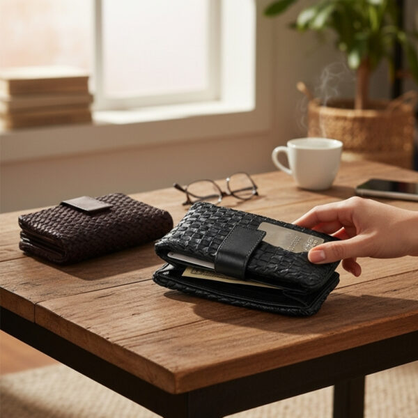 ženski kožni novčanici pletenje