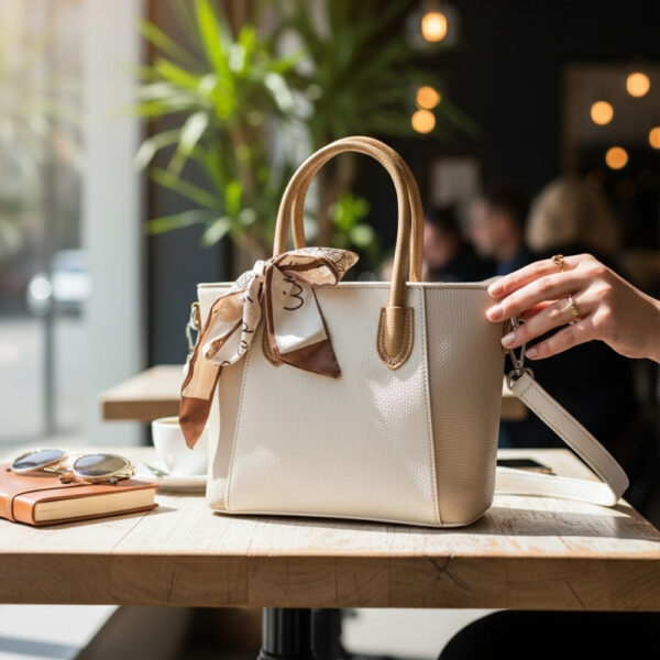 mala torbica bež sa svijetlijim bež duple ručke