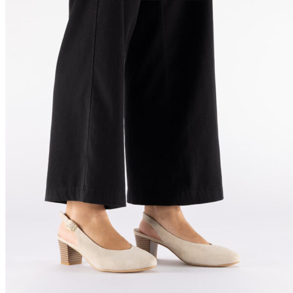 Ženske Rieker bež kožne polusandale slingback s petom