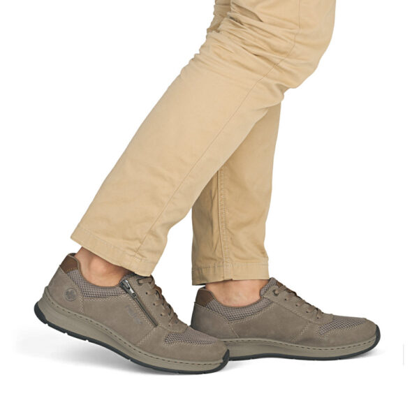 Muške Rieker casual cipele s patentom koža i mesh bež