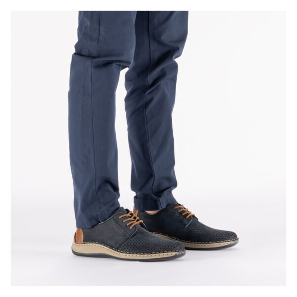 Rieker muške kožne cipele s perforacijama, plave casual ljetne cipele