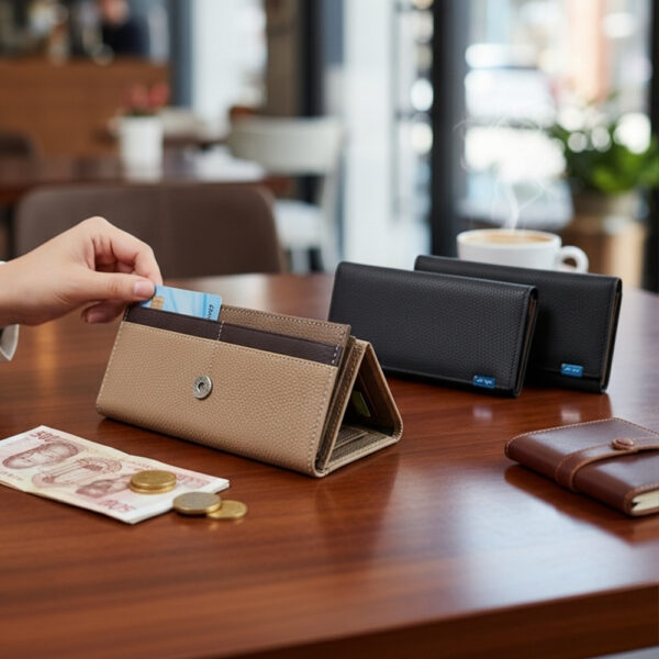 ženski kožni tanki veliki novčanik preklop