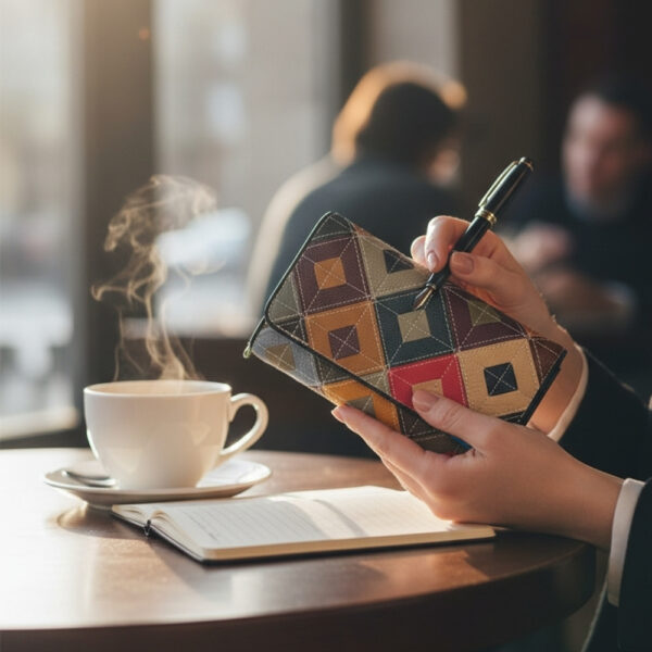 veliki ženski kožni novčanik rombovi preklop