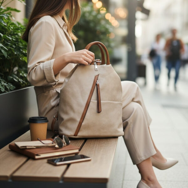 ruksak torba bež konjak