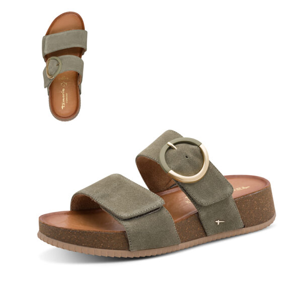 ženske kožne maslinasto zelene anatomske natikače