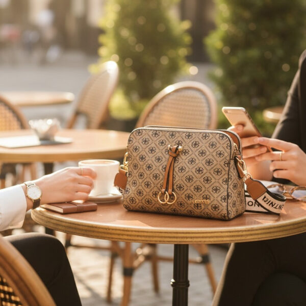 ženska bež torba logo mala