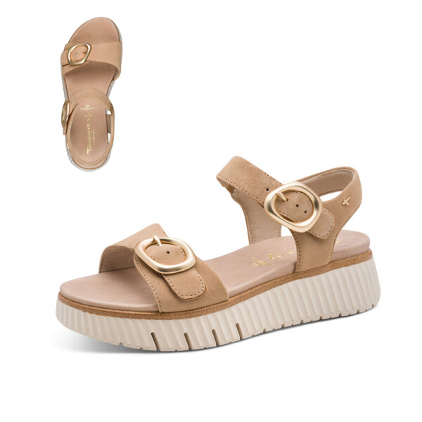 ženske platforma kožne sandale bež