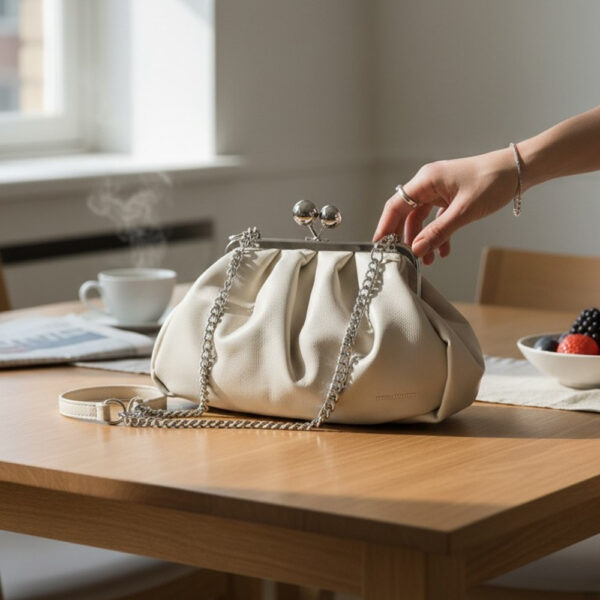 ženska torba klip kopčanje svijetlo bež