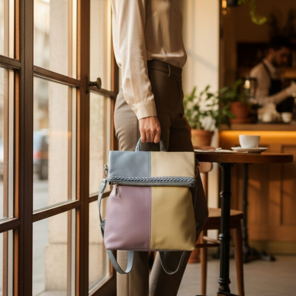 ženski ruksak torba pistacio lila