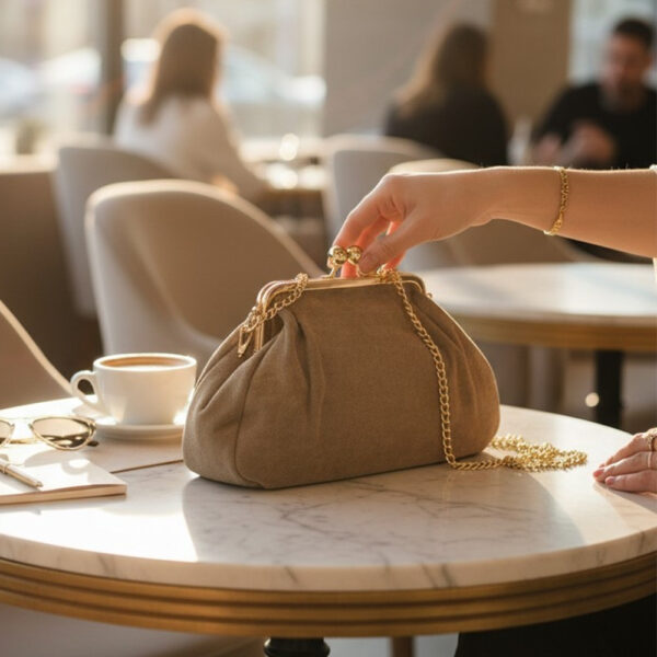 ženska bež cluth torba velur