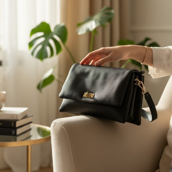 ženska crna torba razdvojeni pretinci