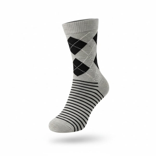 Muške čarape od češljanog pamuka s karo i prugastim uzorkom