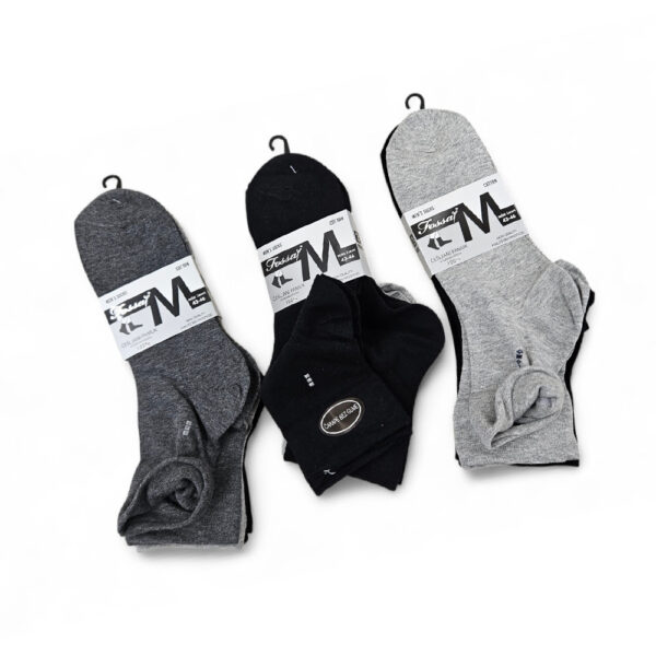 Muške kraće čarape bez gume u setu u sivoj i crnoj boji