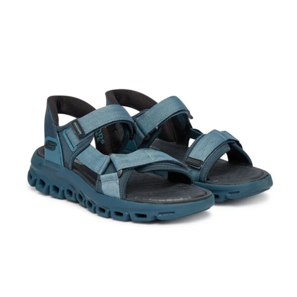 Muške Skechers Glide Step sandale plave s čičak remenima i Slip-Ins uloškom