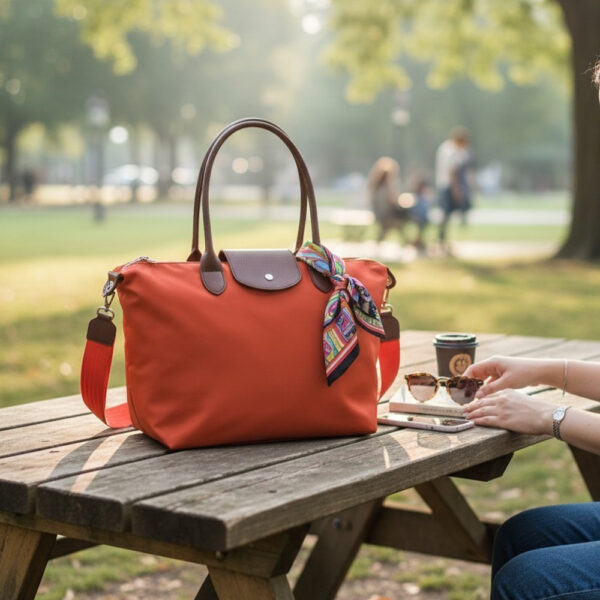 Ženska city shopper torba casual elegantnog stila s dekorativnom maramom i podesivim remenom