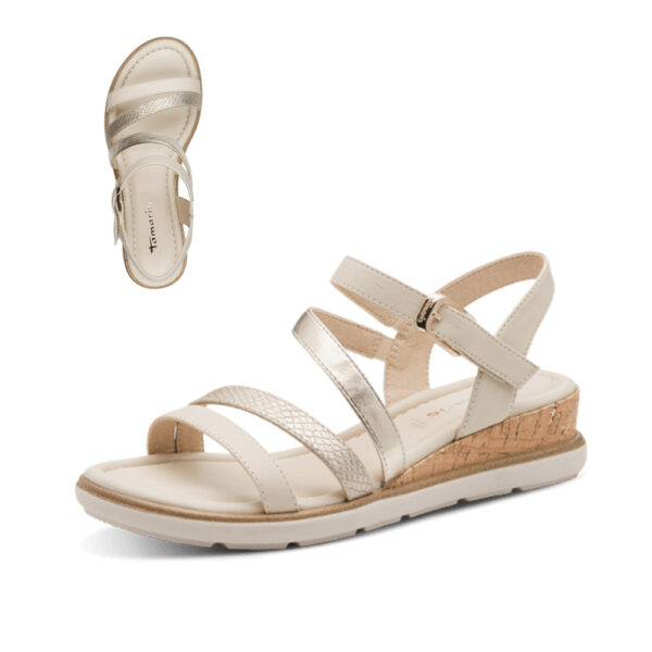Tamaris ženske casual chic sandale s plutastim anatomskim potplatom i metalik detaljima