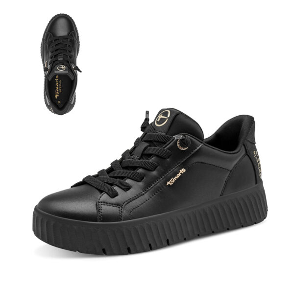 Tamaris Comfort Step-In kožne tenisice u crnoj boji s vadljivim uloškom i amortizacijskim umetkom u peti