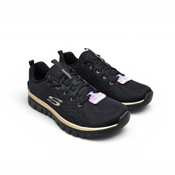 Skechers Graceful Get Connected ženske tenisice s Memory Foam uloškom u crnoj boji sa zlatnim detaljima