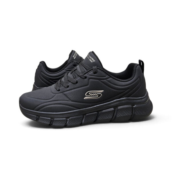 Muške crne Skechers sportske tenisice s vezanjem i laganim fleksibilnim potplatom za svakodnevno nošenje.