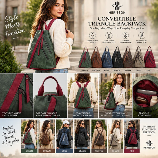 Herisson 3-way triangle ruksak-torba u zelenoj boji
