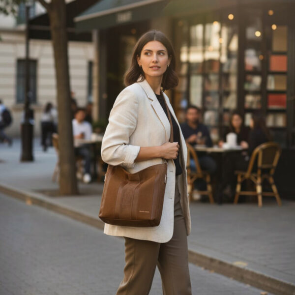 Ženska textured bucket crossbody torba u smeđoj boji
