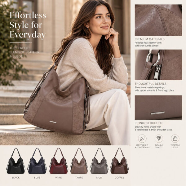 Ženska mixed-texture hobo torba-ruksak u taupe boji