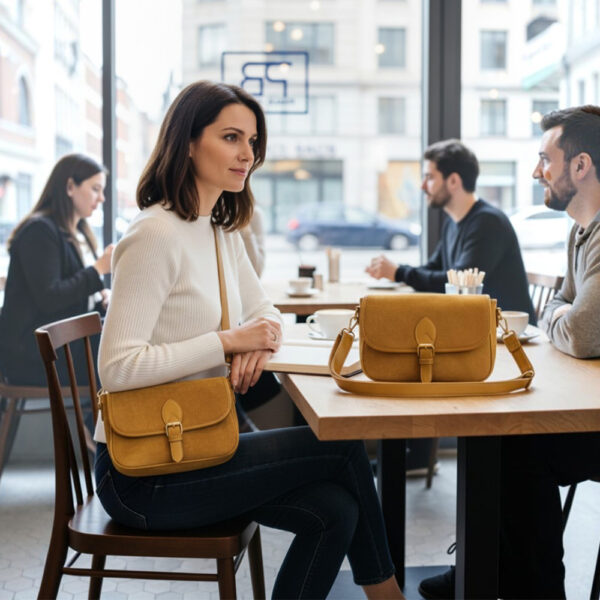 Ženska mini buckle crossbody torba s preklopom u oker boji