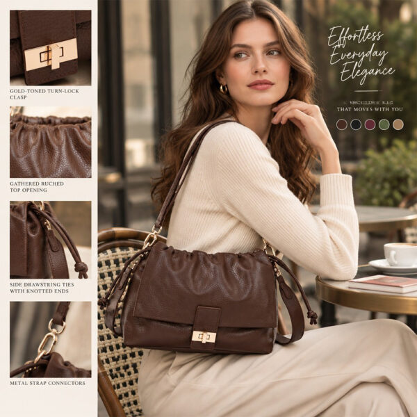 ženska ruched flap shoulder torba