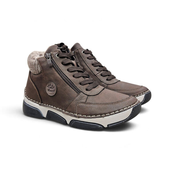 Ženske smeđe sneaker gležnjače s patentom i vezicama